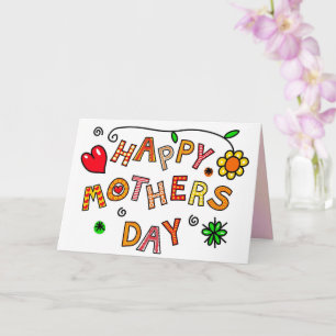 Heart Flowers Happy Mother's Day Fun Whimsical  Card