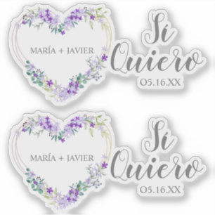 Heart Flowers Yes I Want Spanish for Wedding