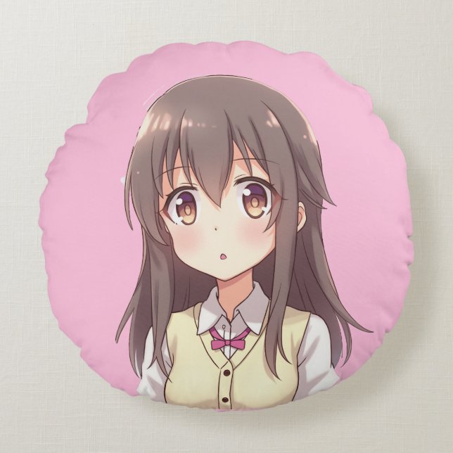 Heart-fluttering anime cute girl character cushion (Front)