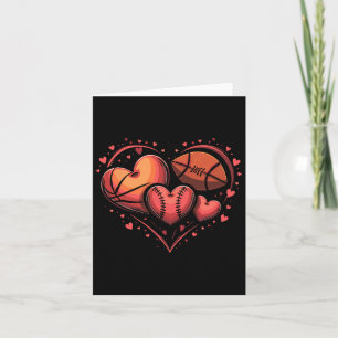 Heart Football Basketball Baseball Valentine’s Day Card