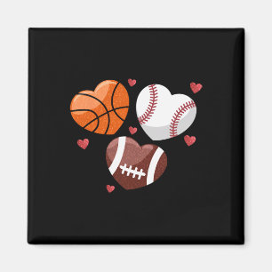 Heart Football Basketball Baseball Valentines Day Magnet