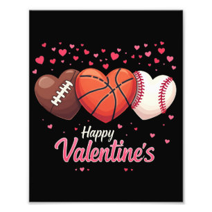 Heart Football Basketball Baseball Valentines Day Photo Print