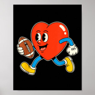 Heart Football Valentines Day Mens Boys Kids Poster