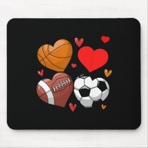 Heart Footbyll Bysketbyll Soccer Valentine Sports Mouse Pad