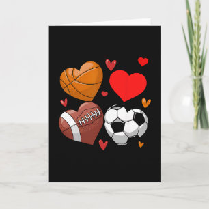 Heart Footll Sketll Soccer Valentine Sports Card