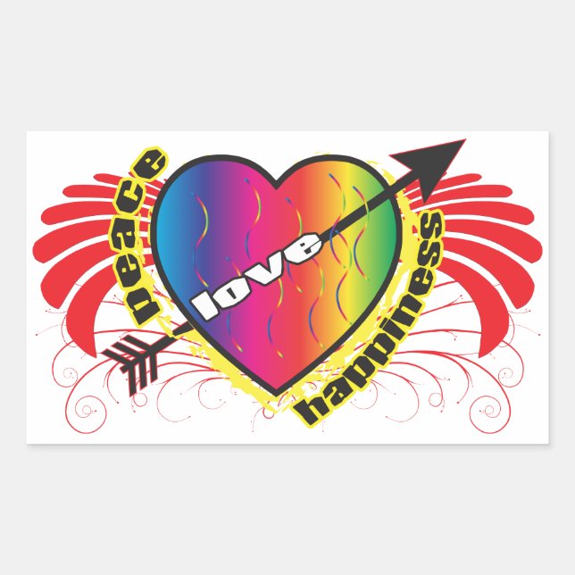 Heart for Peace Rectangular Sticker (Front)