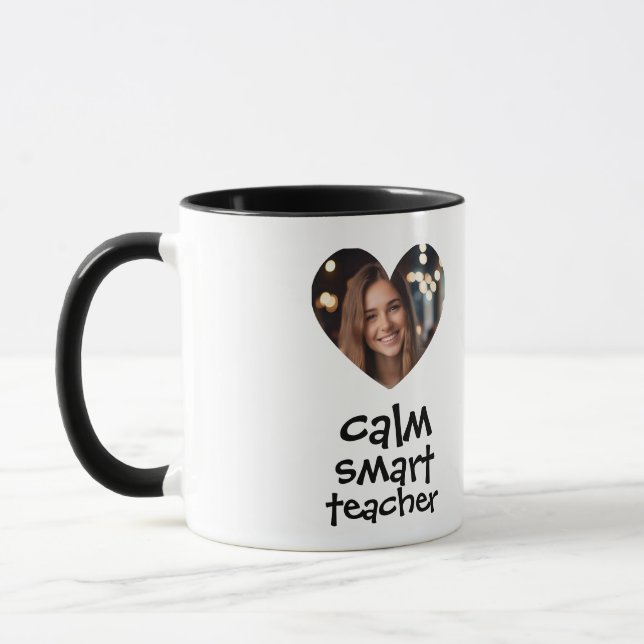 Heart Frame Custom Photo Teacher Mug (Left)