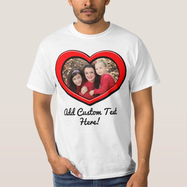Heart Frame Love Valentines Day Custom Colour Phot T-Shirt (Front)
