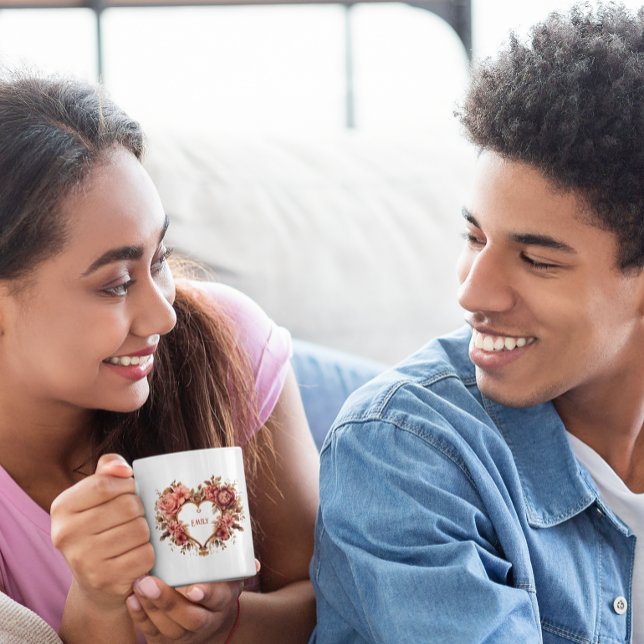 Heart Frame Of Flowers Valentine's Day Coffee Mug (Creator Uploaded)