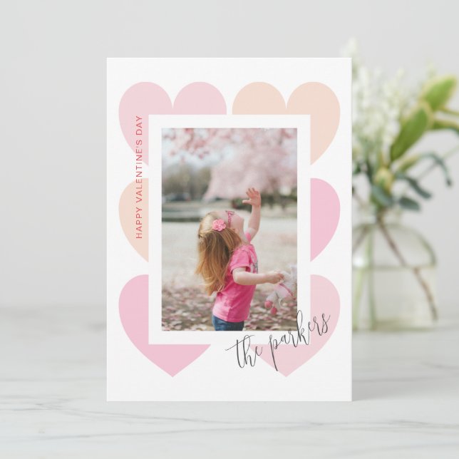 Heart Frame Valentine's day photo card (Standing Front)