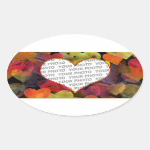 Heart Frames 1 + your photo Oval Sticker