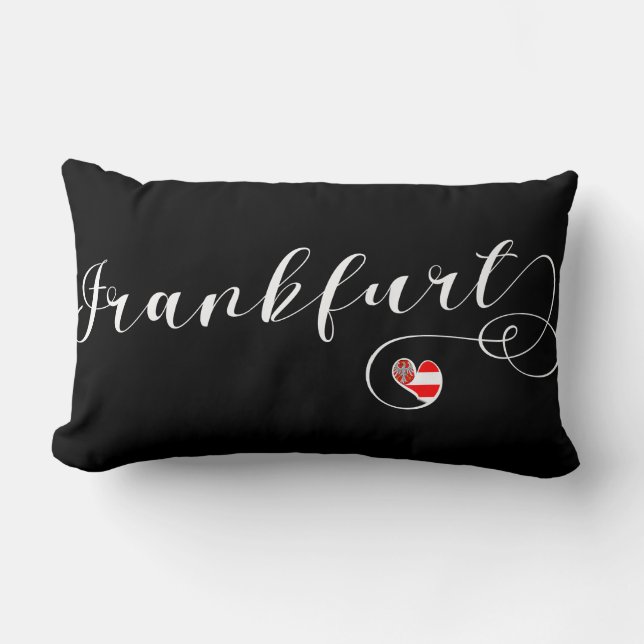 Heart Frankfurt Flag, Hesse, Germany Lumbar Cushion (Front)