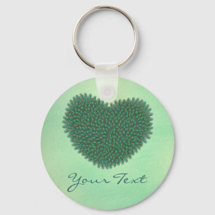 Heart from peacock feathers key ring