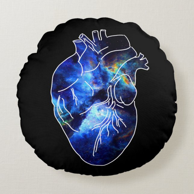 Heart Full of Infinity Space Anatomy Round Cushion (Front)