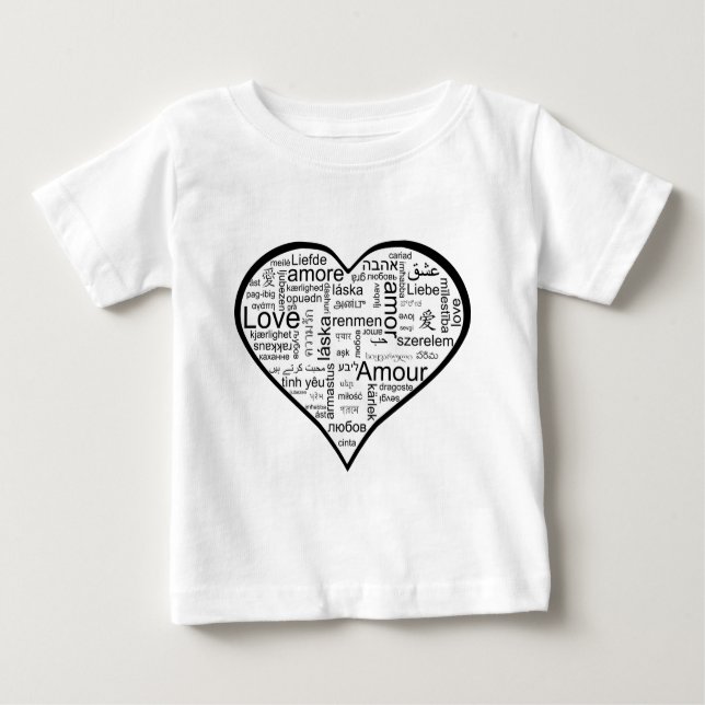 Heart full of Love in Different Languages Baby T-Shirt (Front)