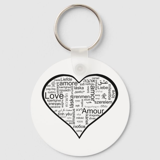 Heart full of Love in Different Languages Key Ring (Front)