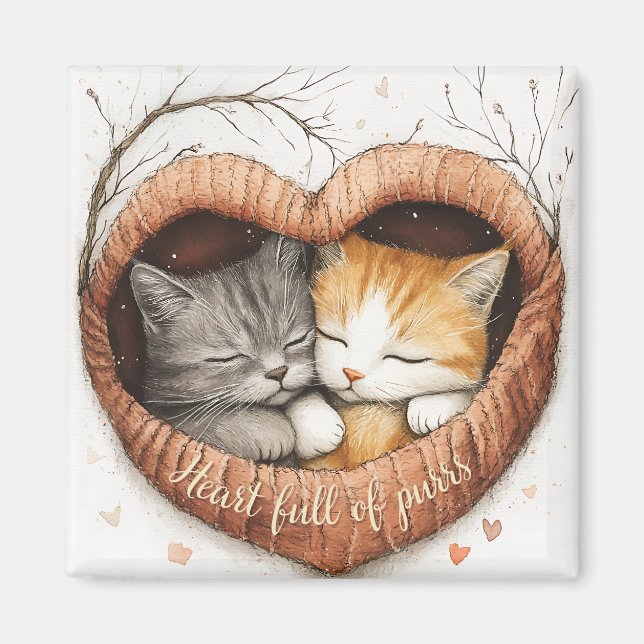 Heart Full of Purrs Cat Cuddles Illustration Art  Magnet (Front)