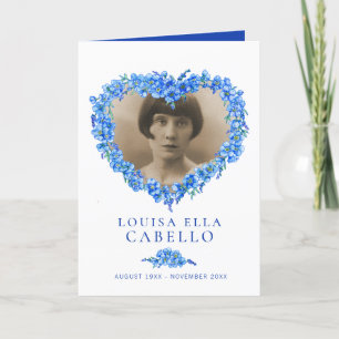 Heart funeral service program blue forget-me-nots