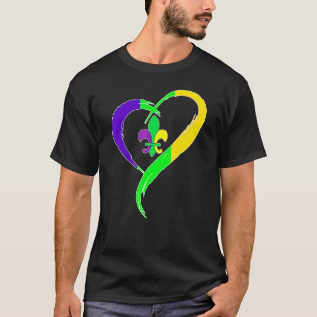 Heart Funny Fleur De Lis Cute Mardi Gras Women T-Shirt (Front)