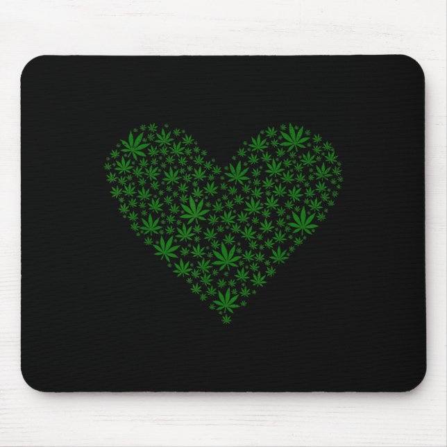Heart Funny Valentines Day Weed Lover Pot Smoker  Mouse Pad (Front)