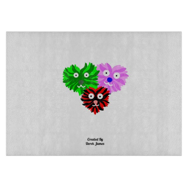 Heart Fuzzies Glass Cutting Board (Front)