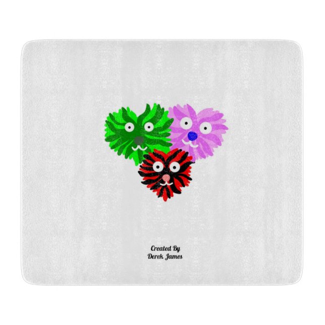 Heart Fuzzies Glass Cutting Board  (Front)