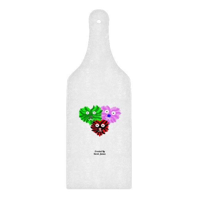 Heart Fuzzies Glass Cutting Board Paddle (Front)