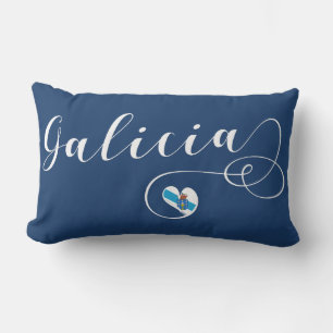 Heart Galicia Flag, Galician, Galiza Lumbar Cushion