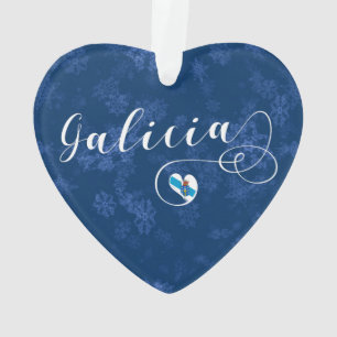 Heart Galicia Flag, Galician, Galiza Ornament
