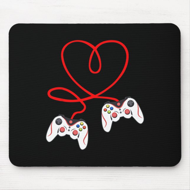 Heart Game Controllers Video Gamers Gaming Valenti Mouse Pad (Front)