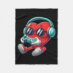 Heart Gamer Video Gaming Boys Men Kids Valentines  Fleece Blanket