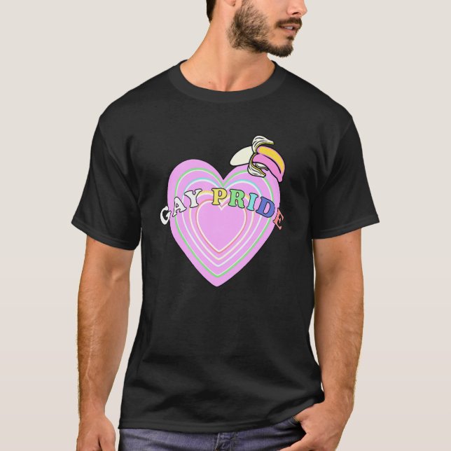 Heart Gay Pride Banana Lgbtq+ Parade Queer Lesbian T-Shirt (Front)