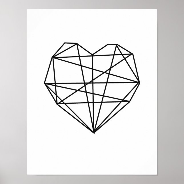 Heart Geometric Art Minimal Wall Decor black white (Front)