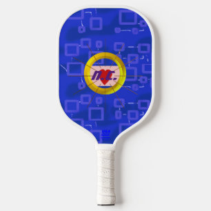 Heart Geometric Squares Pickleball Paddle