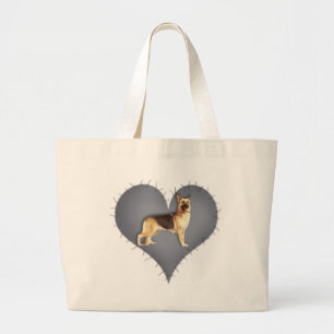Heart German Shepherd Large Tote Bag