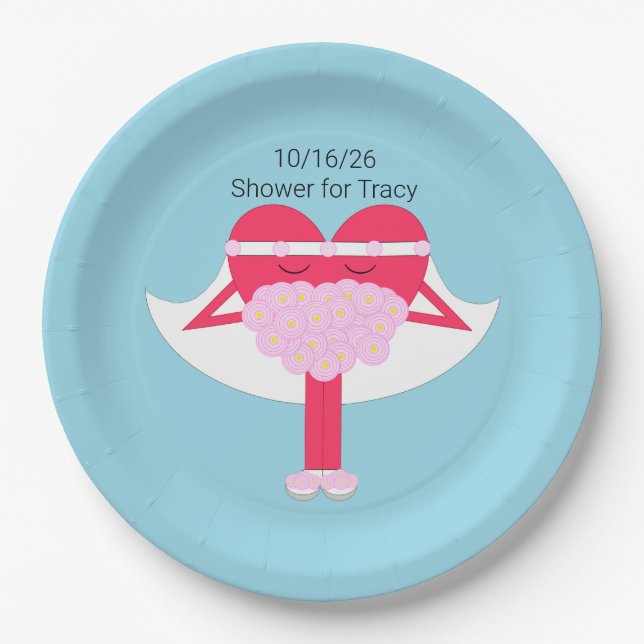Heart Getting Married Bridal Shower Paper Plate (Front)