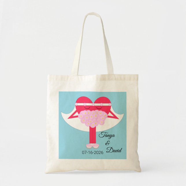 Heart Getting Married Budget Tote Bag (Front)