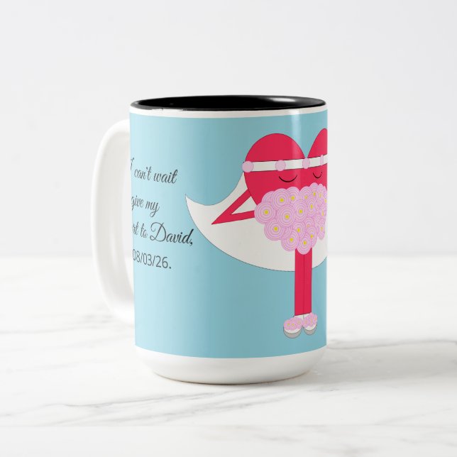 Heart Getting Married Engagement Two-Tone Coffee Mug (Front Left)