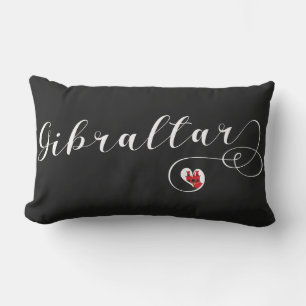 Heart Gibraltar Flag, I Love Gibraltar, Llanitos Lumbar Cushion