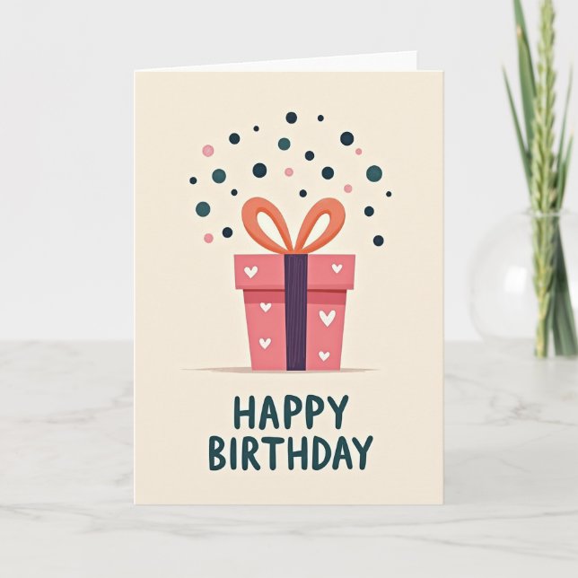 Heart Gift Birthday Card (Front)