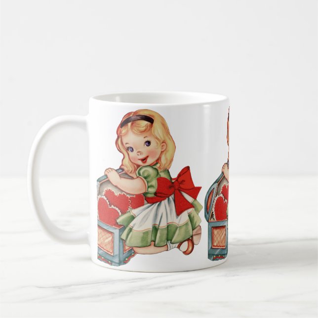 Heart Girl Child Retro Cute Children Coffee Mug (Left)