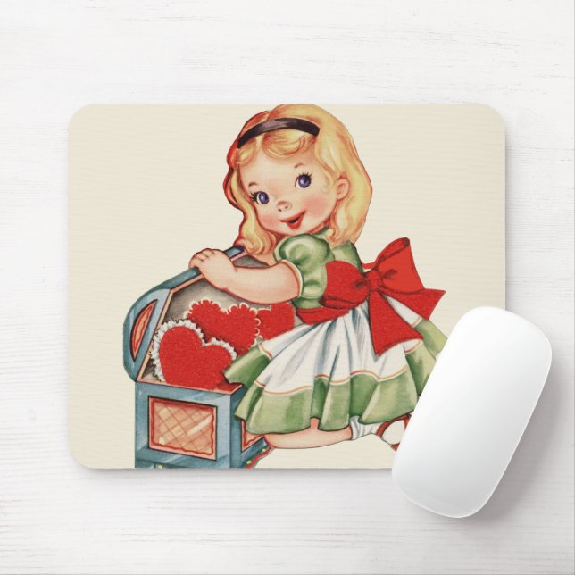 Heart Girl Child Retro Cute Children Mouse Pad (With Mouse)