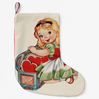 Heart Girl Child Retro Cute Children Small Christmas Stocking
