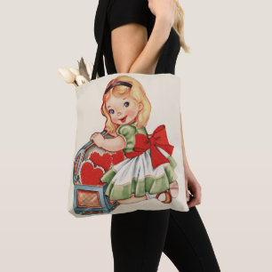 Heart Girl Child Retro Cute Children Tote Bag