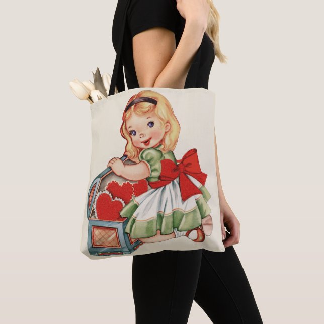 Heart Girl Child Retro Cute Children Tote Bag (Close Up)