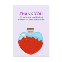 Heart glass jar card, thank you customers