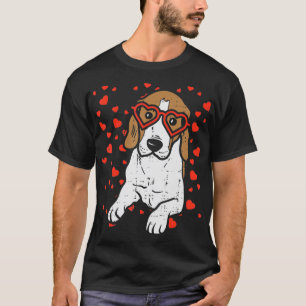 Heart Glasses Beagle Valentines Day Pet Dog Lover  T-Shirt