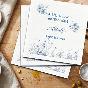 Heart Glasses Teddy Bear Blue Baby Shower  Napkin