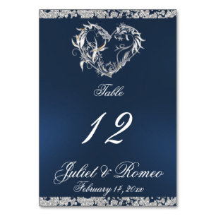 Heart & Glitter - Blue Table Number