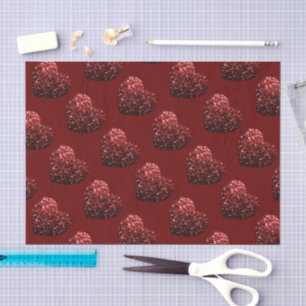 Heart glitter sparkles pattern dark red Valentines Tissue Paper